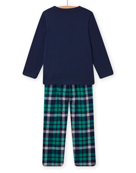 Pyjama bleu nuit et vert enfant garçon NEGOPYJCRO / 22SH12G6PYJ705