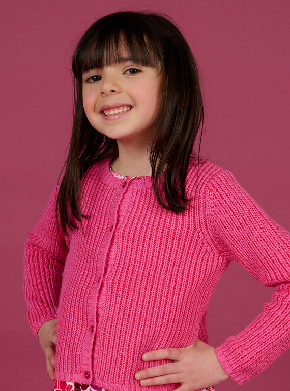 Cardigan rose enfant fille NAFLACAR / 22S901R1CAR302