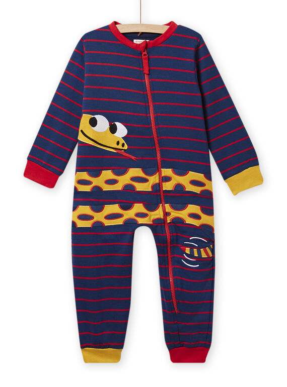 Surpyjama bleu marine à rayures et motif serpent enfant garçon NEGOCOMBI / 22SH12E1D4F070
