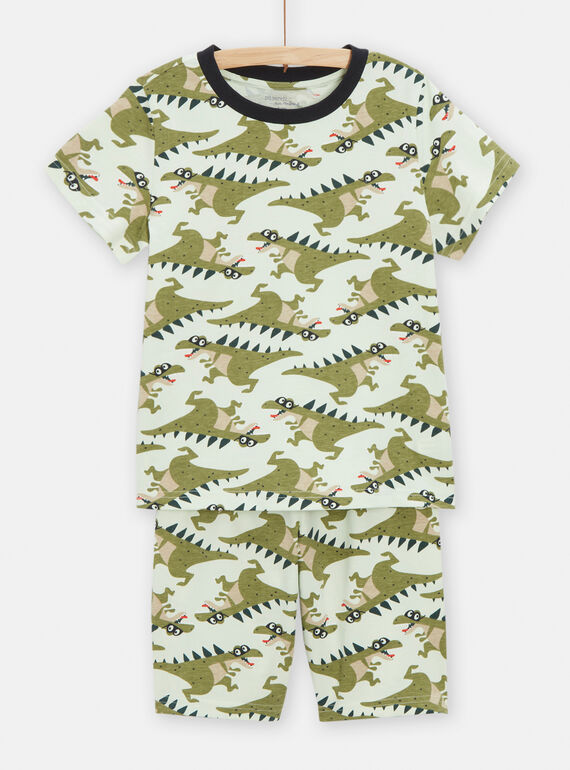 Pyjama vert imprimé dinosaure pour garçon TEGOPYCTREX / 24SH1255PYJG601
