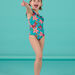 Maillot de bain 1 pièce turquoise à imprimé fleurs