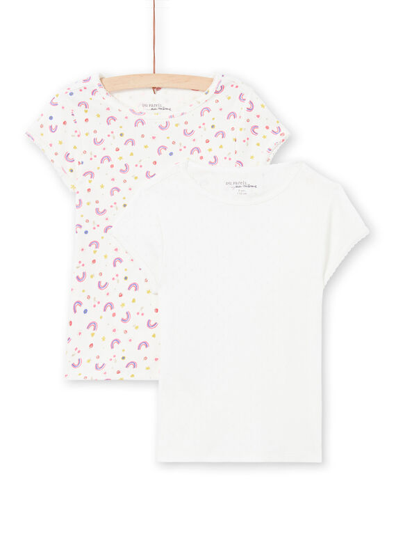 Lot de 2 T-shirts blancs à motifs assortis enfant fille MEFATEARC / 21WH11B2HLI001