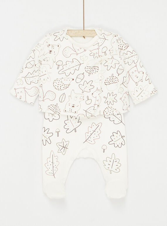 Ensemble deux pièces blanc cassé imprimé mixte SOU1ENS1 / 23WF0511ENSA001