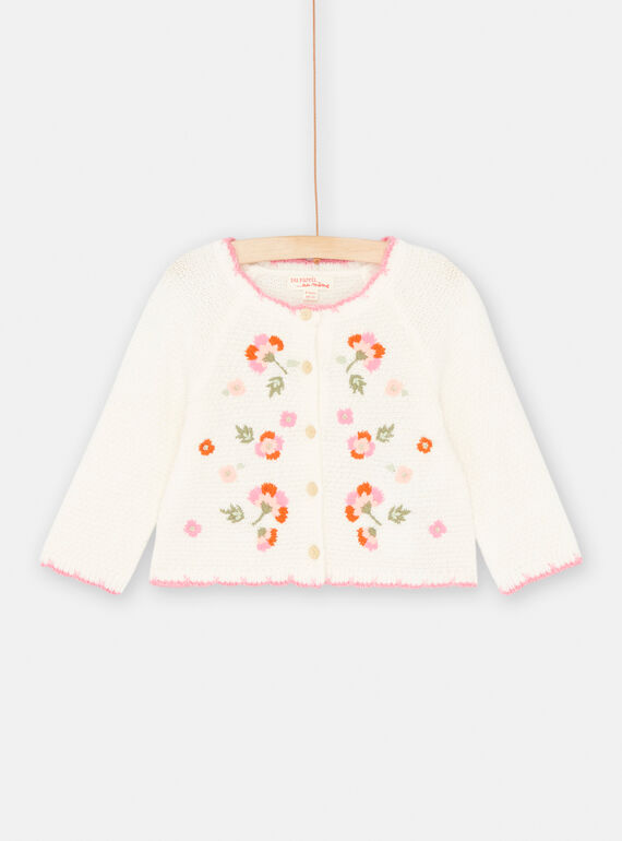 Cardigan écru bébé fille SIVERCAR2 / 23WG09J1CAR001