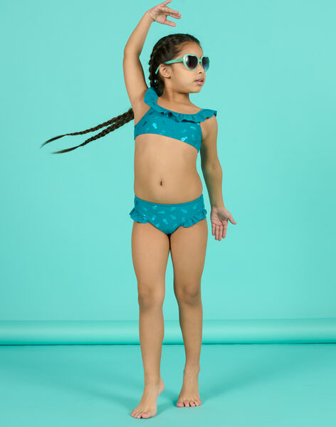 Maillot de bain bleu pétrole enfant fille NYABIK2 / 22SI01L6MAI716