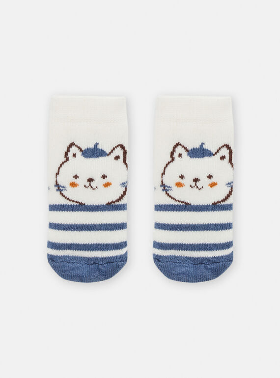 Chaussettes à rayures bleues motif chat TOU1CHO3 / 24SF41H1SOQA001