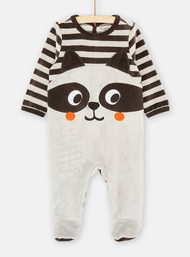 Pyjama velours imprimé à motif gris bébé garçon Okaïdi & Obaïbi