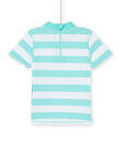 T-shirt de bain anti-UV bleu à imprimé à rayures RYOMERUVTIREQ / 23SI02R2TUVC200
