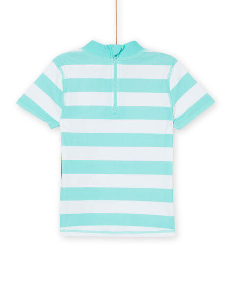 T-shirt de bain anti-UV bleu à imprimé à rayures RYOMERUVTIREQ / 23SI02R2TUVC200