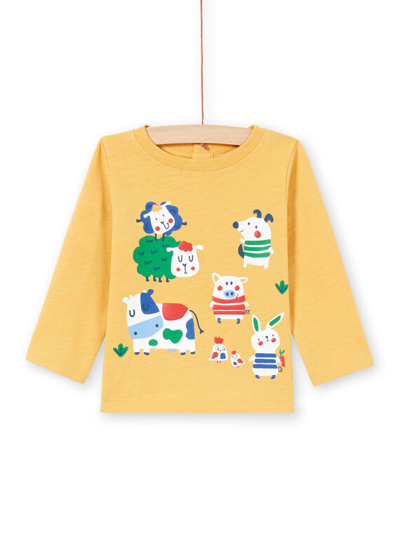 T-shirt jaune motifs animaux colorés bébé garçon MUMIXTEE2 / 21WG10J3TML117
