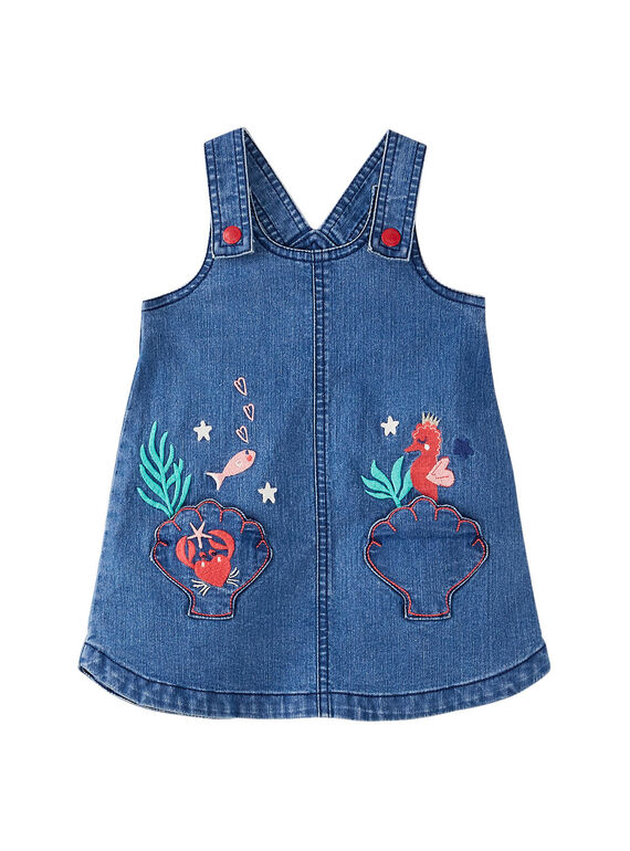 Robe salopette en denim bébé fille JICEAROB3 / 20SG09N2ROBP272