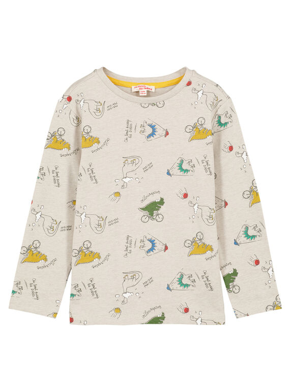 Tshirt Manches Longues Imprimé Gris Chiné GOJAUTEE4 / 19W902H2TMLA011
