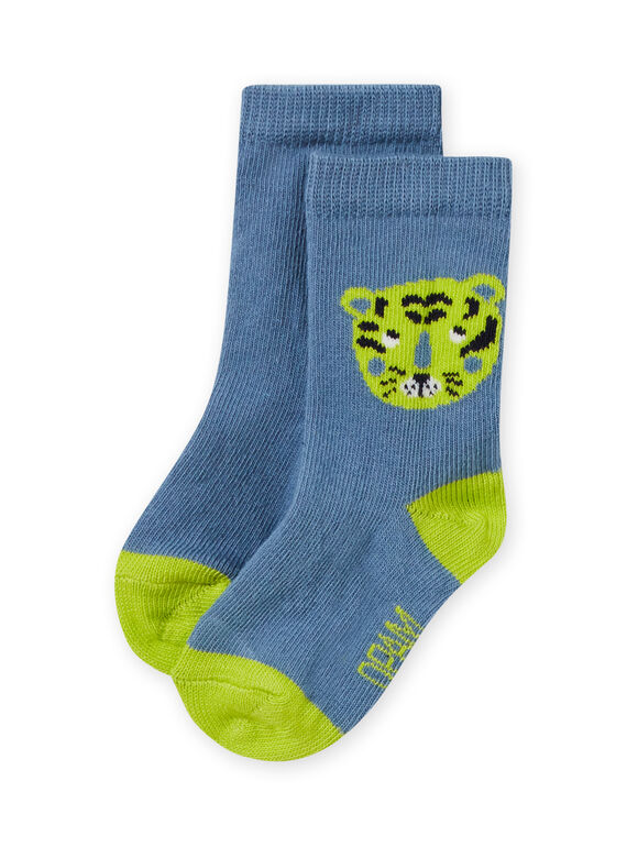 Chaussettes ciel et vertes à motif tigre bébé garçon MYUJOCHOU2 / 21WI101BSOQ020