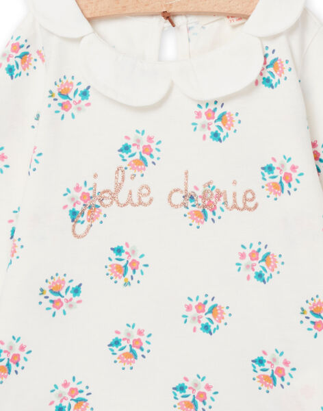 T-shirt écru à imprimé fleuri et col pétales bébé fille NIGABRA / 22SG09O1BRA001