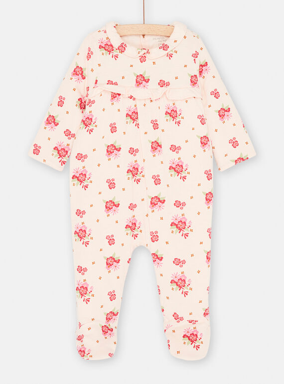 Grenouillère rose pétale à imprimé fleuri bébé fille SEFIGREFLE / 23WH1341GRE309