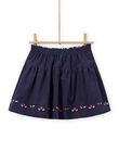 Jupe réversible bleu nuit imprimé fleuri enfant fille MAPLAJUP1 / 21W901O1JUPC202