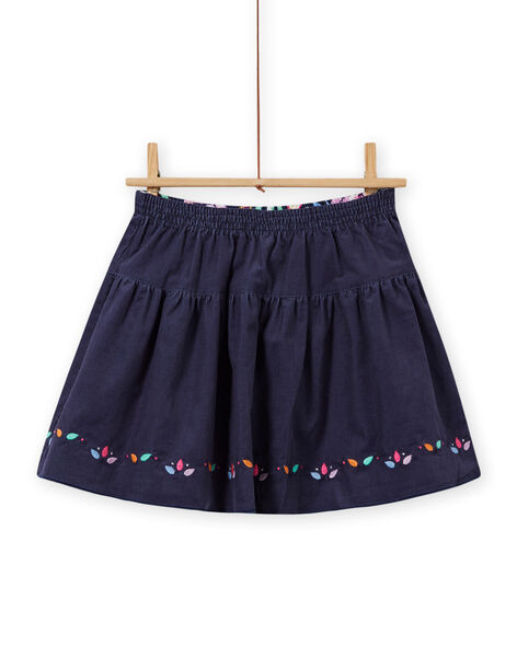 Jupe réversible bleu nuit imprimé fleuri enfant fille MAPLAJUP1 / 21W901O1JUPC202