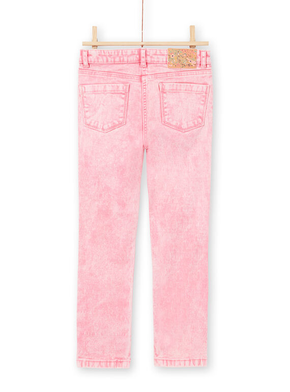 Jean rose effet acid wash enfant fille MAKAJEAN / 21W901I1JEAD305