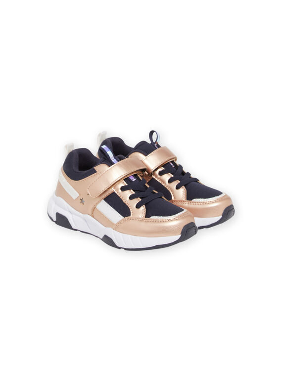 Baskets bleu marine et doré rose enfant fille NABASMADY / 22KK3534D3F070