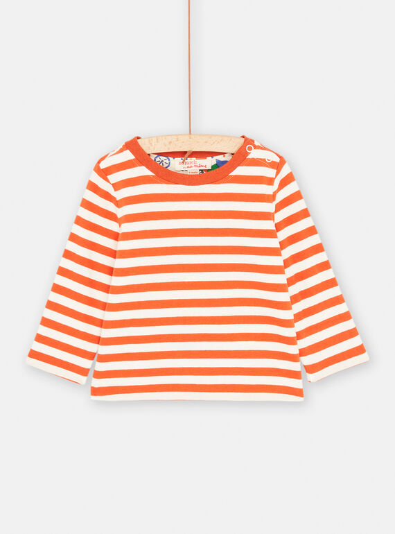T-shirt écru et orange réversible pour bébé garçon SUKHOTEE1 / 23WG10Q3TML003