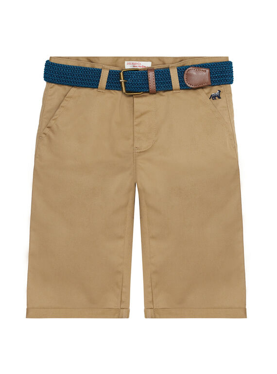 Bermuda twill uni beige garçon à ceinture contrastée JOJABER2 / 20S902B1BERI819