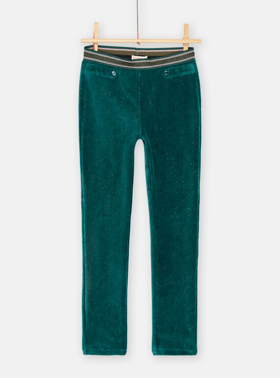 Pantalon bleu canard souple pour fille SADUPANT2 / 23W901P2PAN714