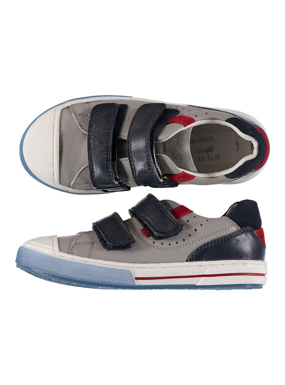 Basket ville bi-matière en cuir garçon FGBASGREY / 19SK3641D3F940