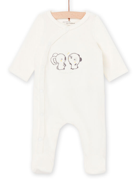 Grenouillière à manches longues à broderie animaux POU1GRE1 / 22WF0583GRE001