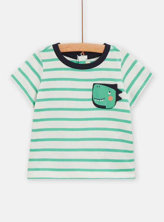 T-shirt rayé à animation dinosaure pour bébé garçon TUJOTI3 / 24SG10D3TMC003