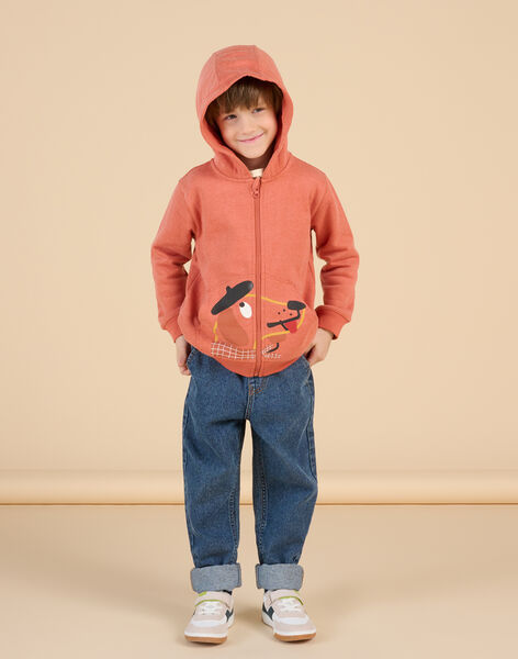 Gilet corail foncé à capuche RODAYGIL / 23S902M1GIL419