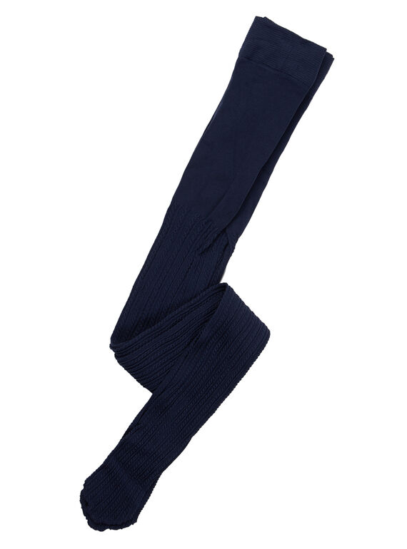 Collant fille en polyamide marine avec torsade JYAESYCOL2 / 20SI0165COL070