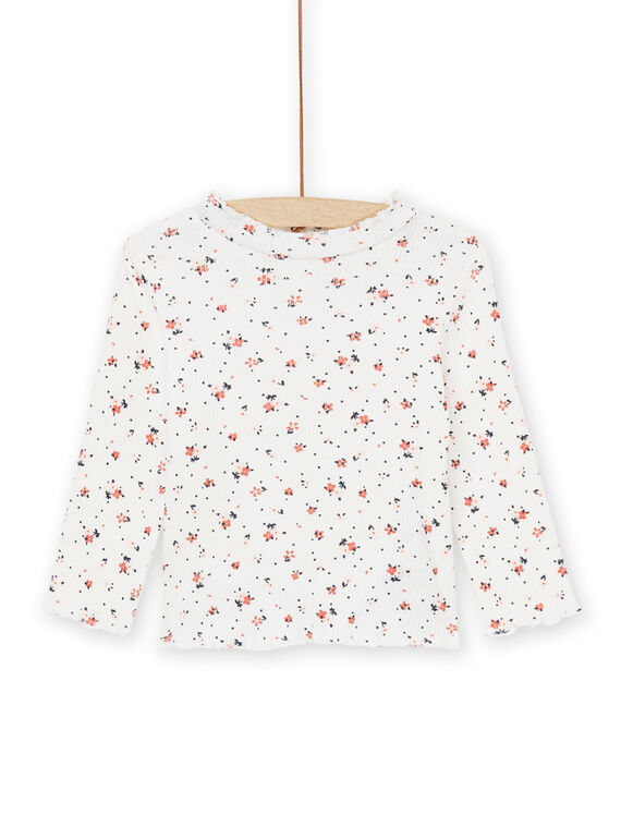 Sous-pull en maille côtelée à imprimé fleuri PIJOSOUPRIB3 / 22WG09C4SPL001