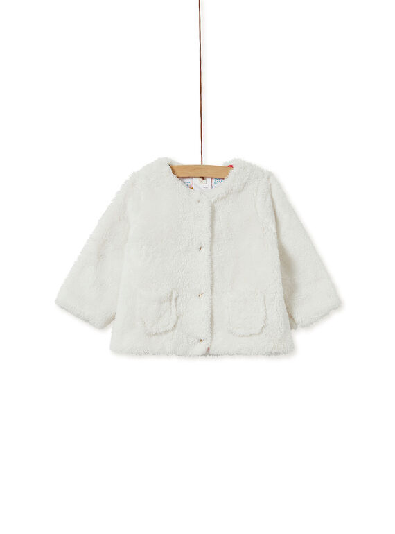 Gilet fausse fourrure blanche réversible bébé fille KIJOCAR1ASUPP / 20WG0951CAR001