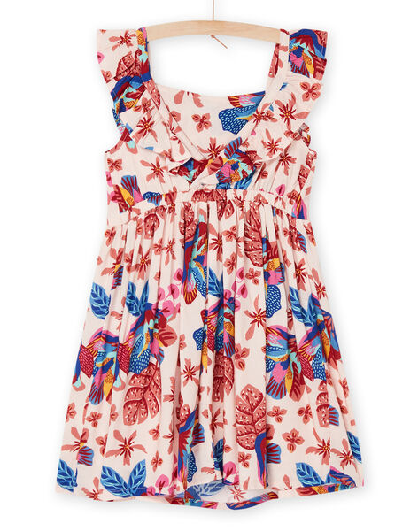 Robe Rose poudré à imprimé exotique Enfant Fille RAMUMROB3 / 23S901G2ROBD327