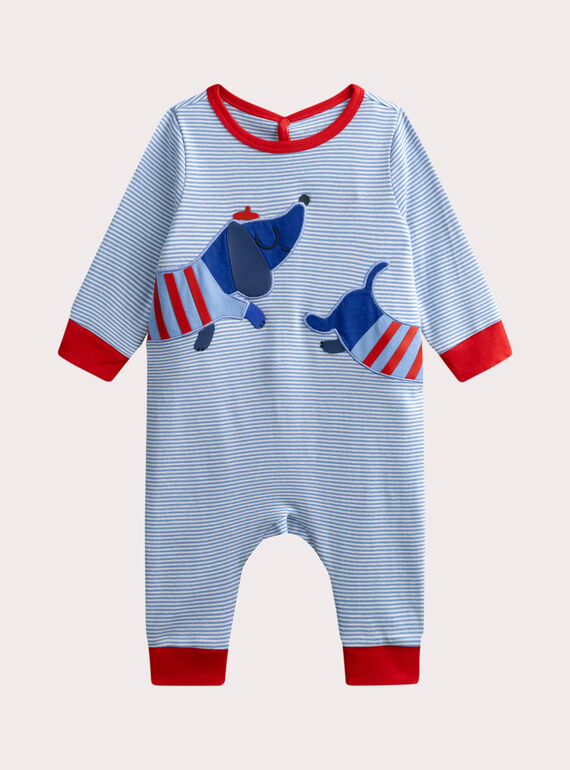 Grenouillère bleue rayée pour bébé garçon WEGAGRETEC / 25SH14B1GRE213