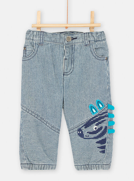 Pantalon bleu et blanc à imprimé à rayures pour bébé garçon SUDUPAN2 / 23WG10P2PANC203
