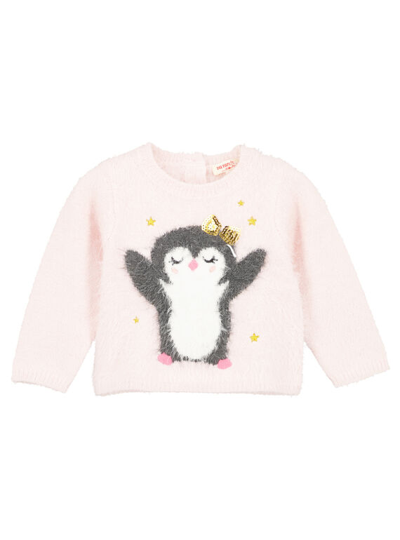 Pull rose pale avec lurex layette fille GIBLAPULL / 19WG09S1PULD310