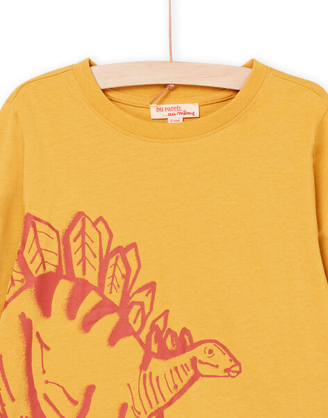 T-shirt manches longues jaune à motif dinosaure POJOTEE3 / 22W902B5TML106