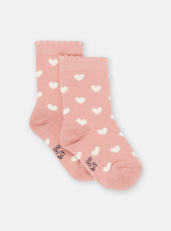 Chaussettes roses à imprimé cœur bébé fille SYIJOSOQ3 / 23WI09M3SOQD329
