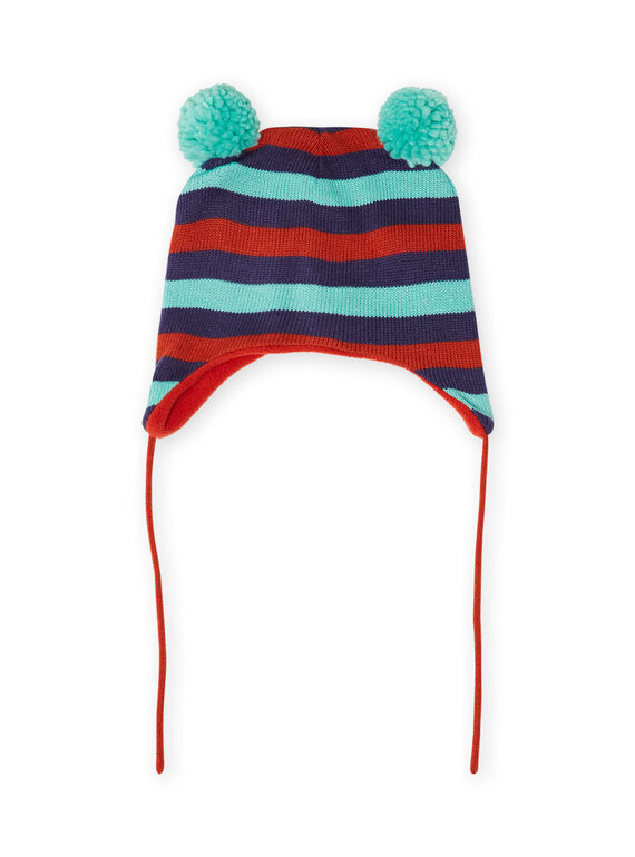 Bonnet à rayures et pompons bébé garçon MYUGROBON / 21WI1054BONC234