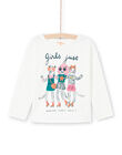 T-shirt écru à motifs animaux fantaisie enfant fille MAKATEE4 / 21W901I3TML001