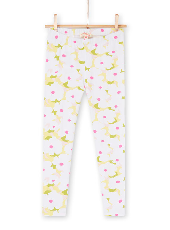 Legging jaune imprimé fleuri enfant fille LYAJAULEG2 / 21SI01O2CAL000