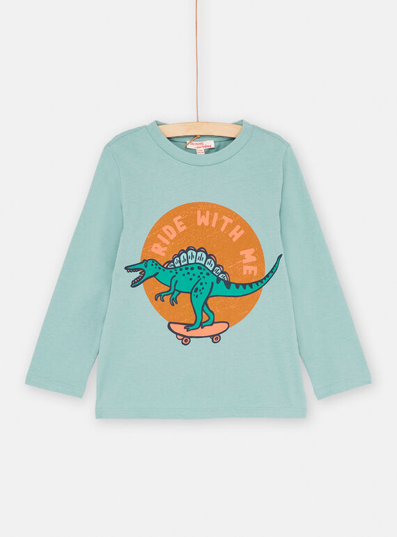 T-shirt bleu céladon à animation dinosaure SOJOTEE3 / 23W902F4TML204