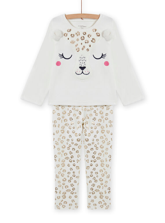 Ensemble pyjama en velours à imprimé léopard enfant fille MEFAPYJFEL / 21WH1198PYJ001