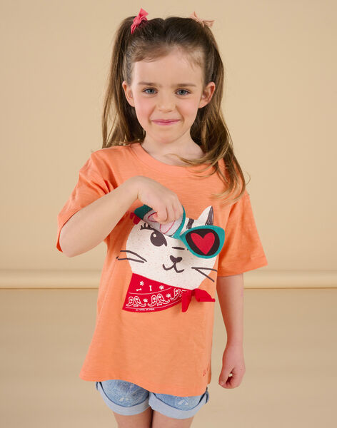 T-shirt orange à manches courtes à animation animalier - Mixte ROSPATI4 / 23S902P2TMCE413