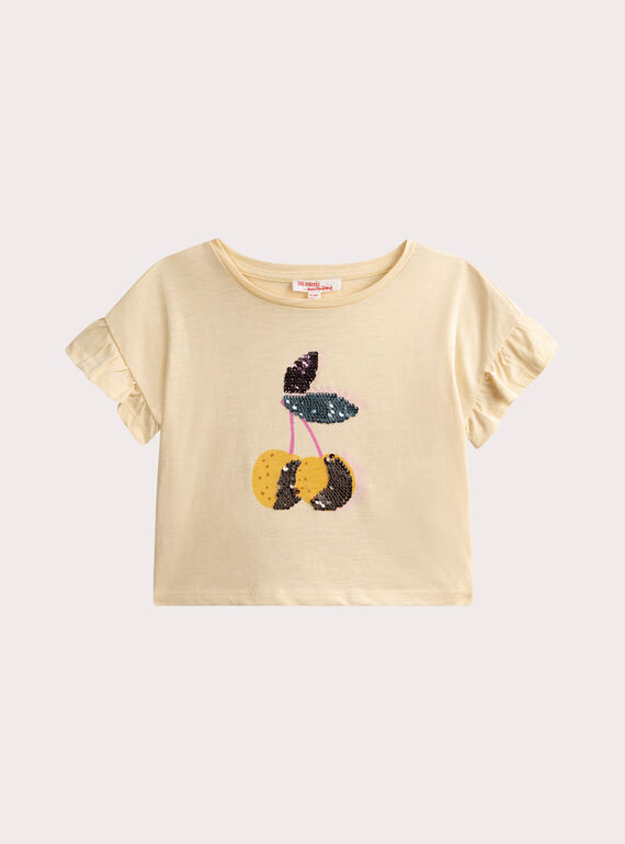 T-shirt jaune avec animation en sequins  WAPRITI1 / 25S901S2TMCB103