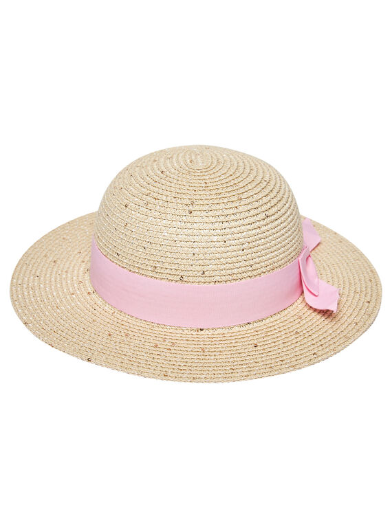 Chapeau fille avec ruban rose JYAPOEHAT2 / 20SI01G2CHA009