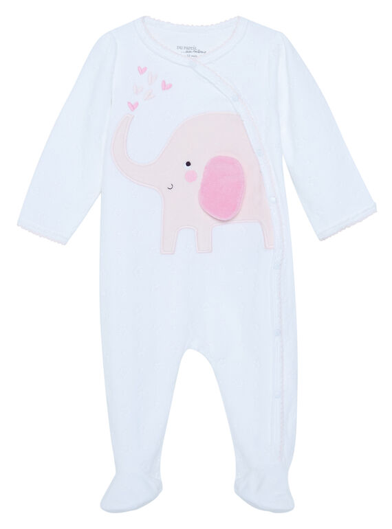 Grenouillère bébé fille en velours blanc JEFIGRETOIL / 20SH13C1GRE000