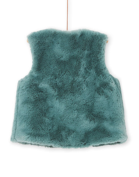 Gilet sans manches réversible brodé en fausse fourrure enfant fille MAKACAR2 / 21W901I2CAR612