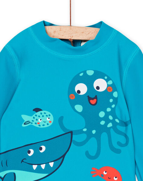 T-shirt et short de bain bleu à imprimé fantaisie RYUENS / 23SI10REMAI202